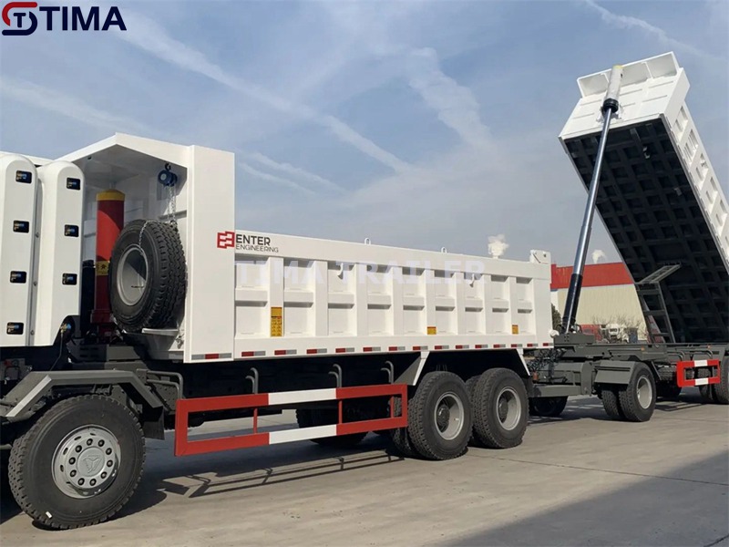 شاحنة قلابة كاملة بقضيب الجر Drawbar Tipper Full Trailer