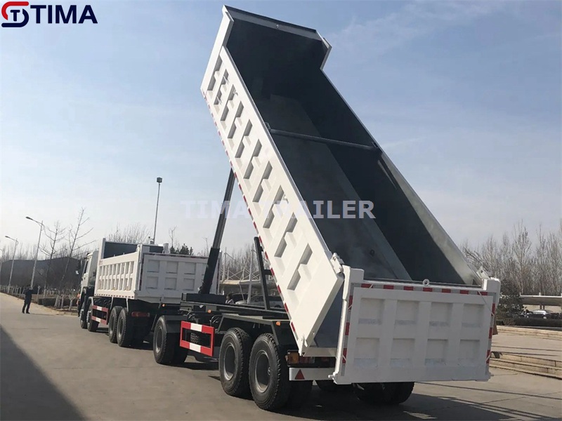 شاحنة قلابة كاملة بقضيب الجر Drawbar Tipper Full Trailer